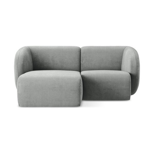 Siva kotna sedežna garnitura iz šenilje (levi kot/z ležalnikom) Lani – Makamii