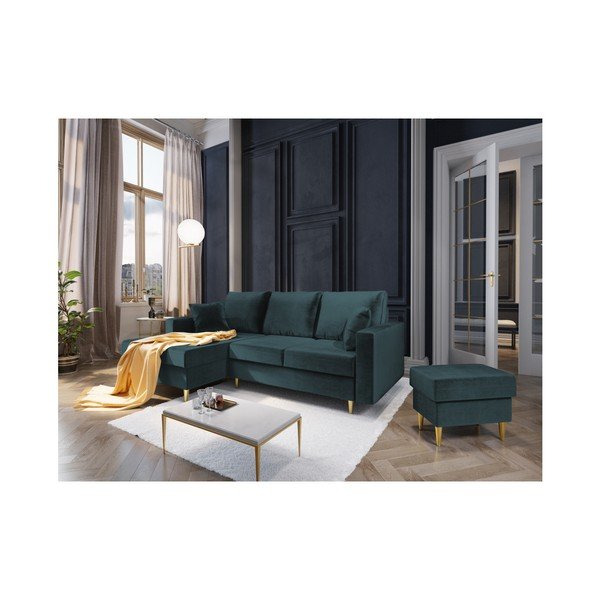 Petrolej moder puf Mazzini Sofas Muguet, 60 x 45 cm-image-3
