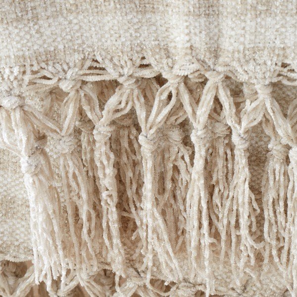 Bež žametna odeja 130x170 cm Stripe Chenille – Catherine Lansfield-image-1