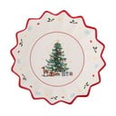 Rdeč/kremno bel servirni keramičen krožnik z božičnim motivom ø 20 cm Naive – Bloomingville