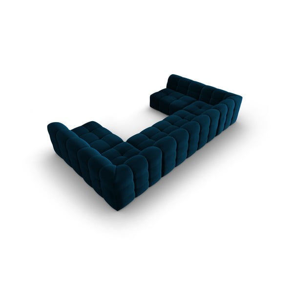 Temno modra žametna kotna zofa (v obliki črke U) Kendal - Micadoni Home-image-4