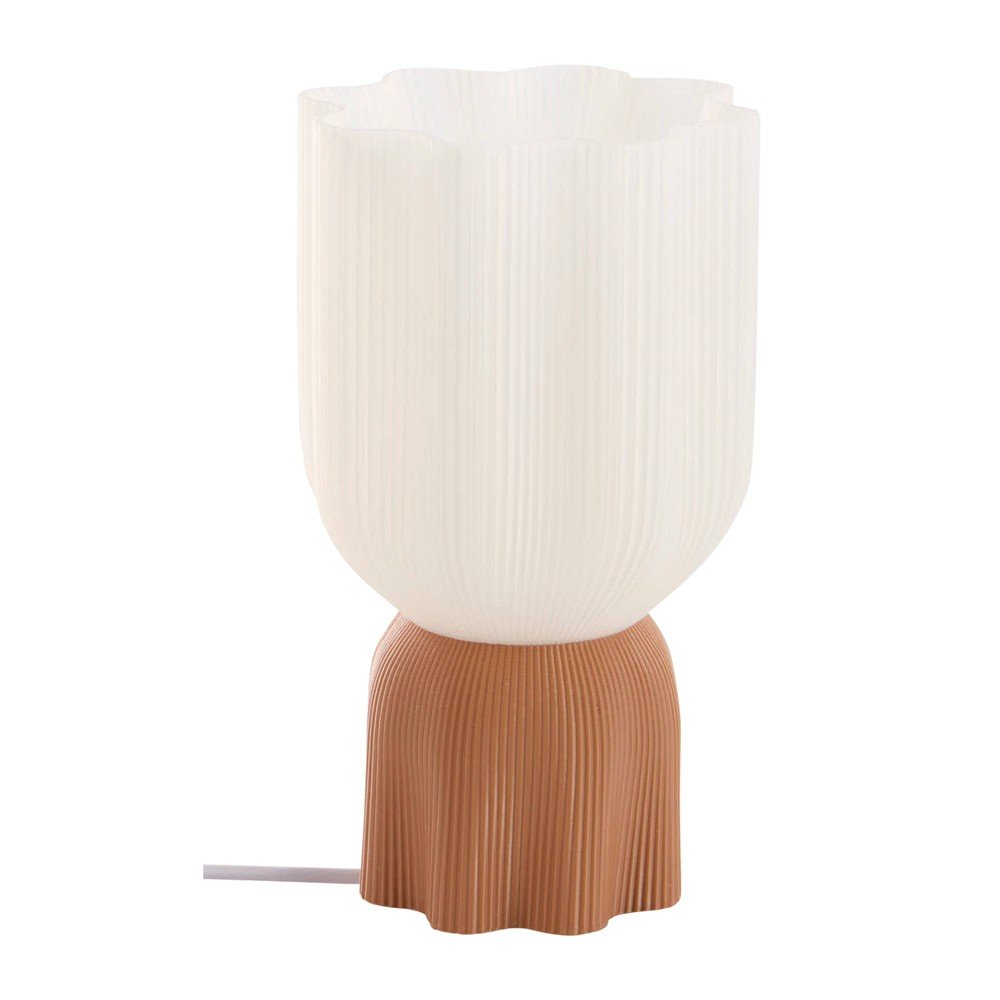 Bela/rjava plastična namizna svetilka (višina 27 cm) Camier
