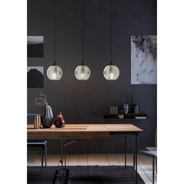 Črna viseča svetilka s steklenim senčilom ARISCANI – EGLO-image-1