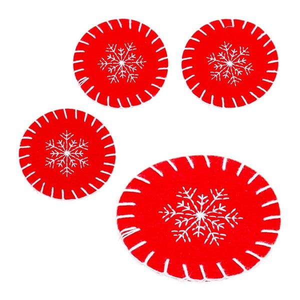 Rdeči podstavki za kozarce v kompletu 4 ks z božičnim motivom – Casa Selección-image-1