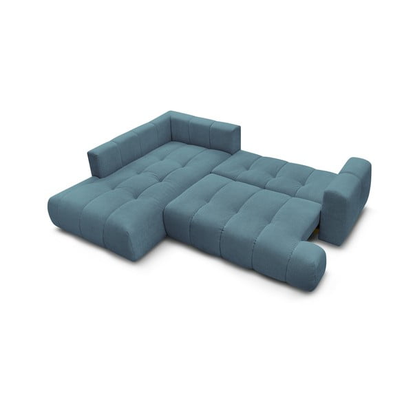 Modra raztegljiva/s prostorom za shranjevanje kotna sedežna garnitura (levi kot/v obliki črke L) Fuji – Bobochic Paris-image-4