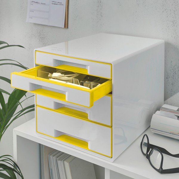 Belo-rumen predalnik Leitz WOW CUBE, 4 predali-image-1