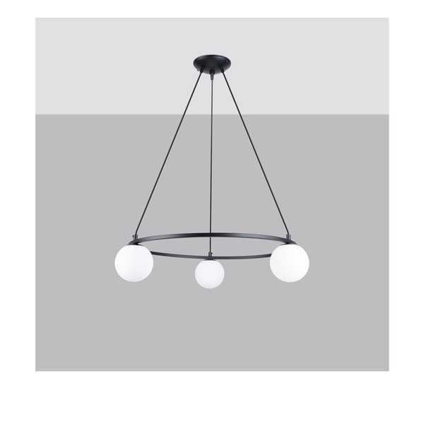 Črno-bela viseča svetilka s steklenim senčilom Umerta – Sollux-image-3