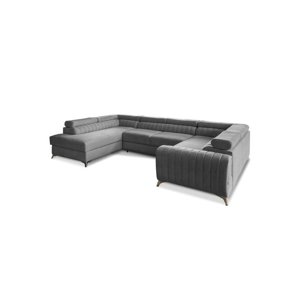 Temno siva raztegljiva/s prostorom za shranjevanje kotna sedežna garnitura (levi kot/v obliki črke "U") Louis – ELTAP