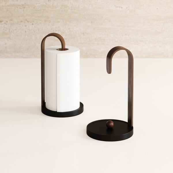 Črno leseno stojalo za papirnate brisače ø 17 cm Bellwood – Umbra-image-1