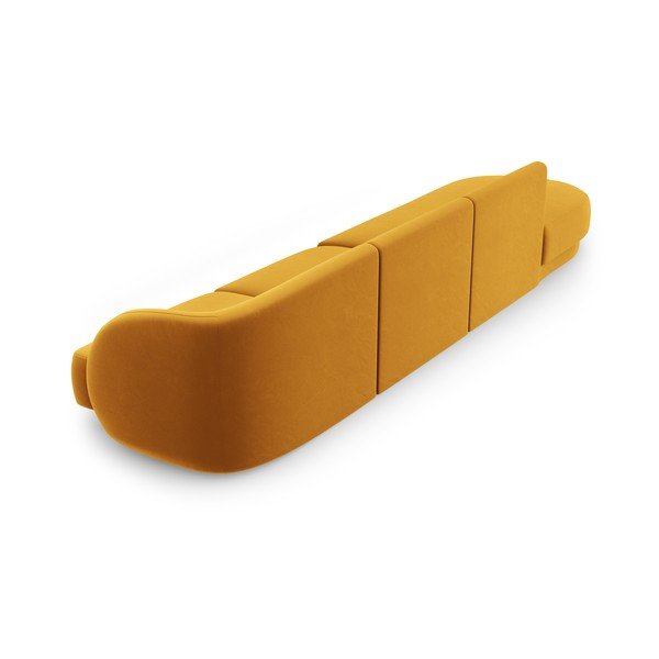Gorčično rumena žametna sedežna garnitura 302 cm Miley – Micadoni Home-image-4
