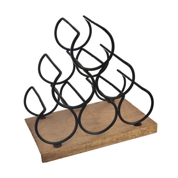 Leseno in kovinsko stojalo za vino število steklenic 6 Black – Orion