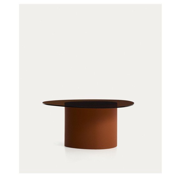 Rjava klubska mizica s stekleno mizno ploščo 74x81,5 cm Olir – Kave Home-image-3