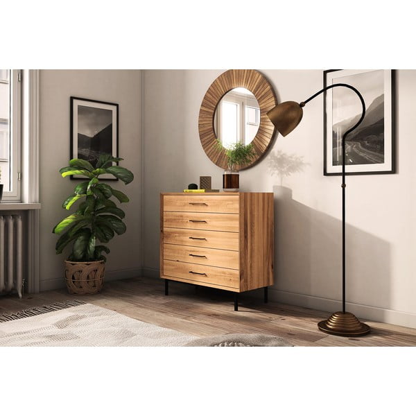 Visoka komoda iz masivnega hrasta 97x95 cm Abies – The Beds-image-3