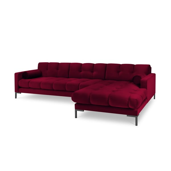 Rdeča žametna kotna sedežna garnitura Cosmopolitan Design Bali, desni kot-image-2