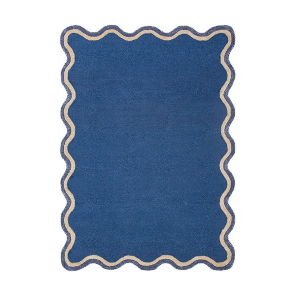 Temno modra ročno tkana preproga iz mešanice volne 160x230 cm Rivo Wool – Flair Rugs