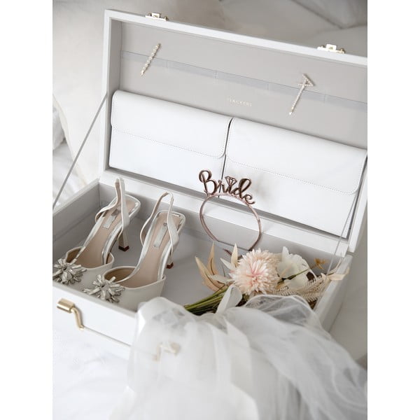 Bela dekorativna škatla za shranjevanje iz imitacije usnja 50x30x15 cm – Stackers-image-4