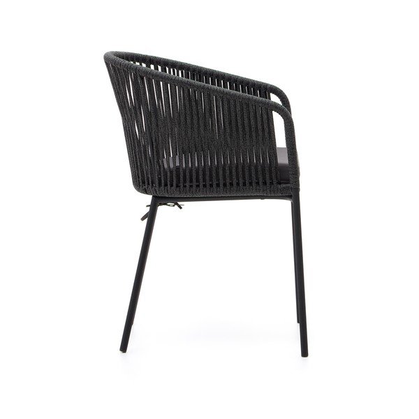 Črn kovinski/oblazinjen vrtni stol Yanet – Kave Home-image-3