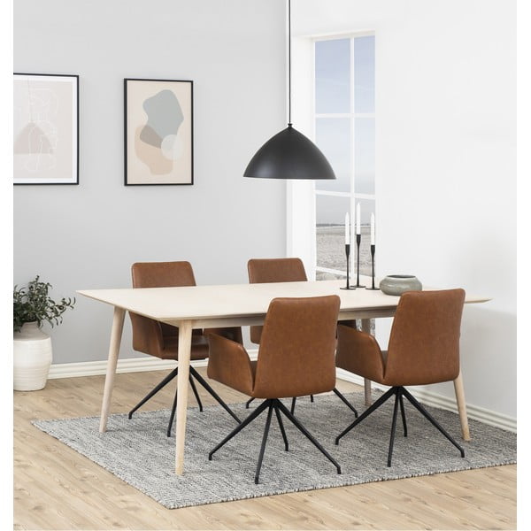 Oblazinjen jedilni stol z nasloni za roke v konjak rjavi barvi Naya – Actona-image-1