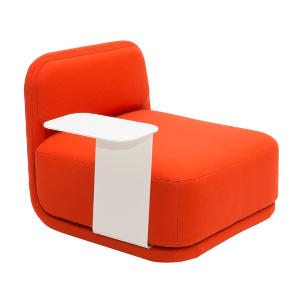 Oranžen fotelj z belo kovinsko mizico Softline Standby Low + Side Table