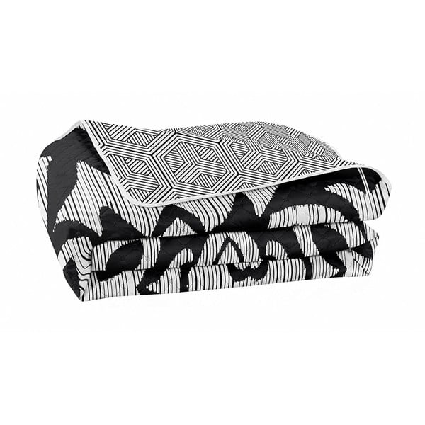 Črno-bela obojestranska posteljna pregrinjala iz mikrovlaken DecoKing Hypnosis Mezmerize, 170 x 210 cm