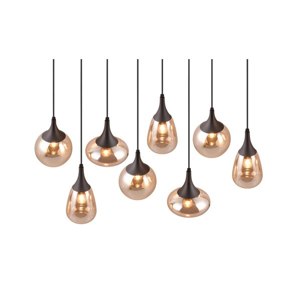 Črna/oranžna viseča svetilka s steklenim senčnikom Lumina – Trio-image-1