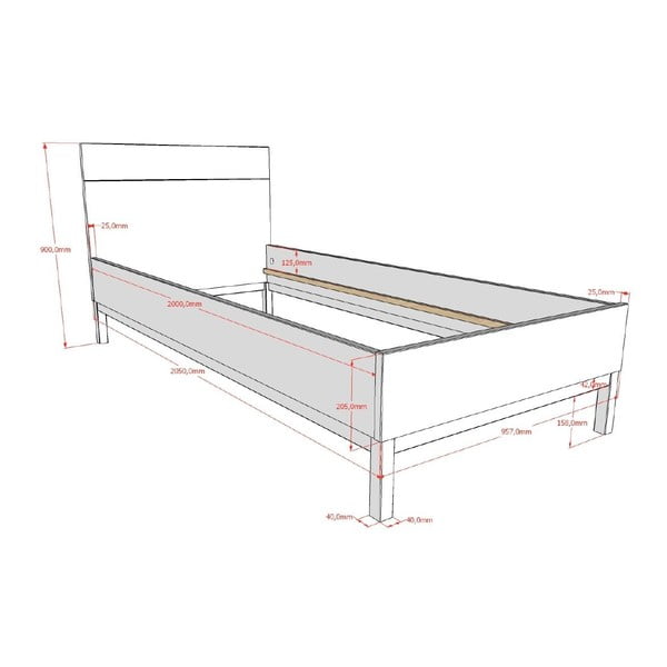 Bela otroška postelja iz masivnega bora brez letvenega dna 90x200 cm Eva – Vipack-image-2