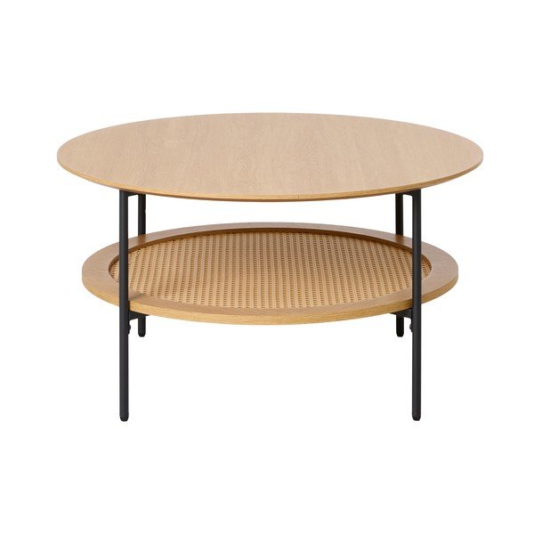 Okrogla klubska mizica v hrastovem dekorju v naravni barvi ø 80 cm Pensacola – Unique Furniture-image-1
