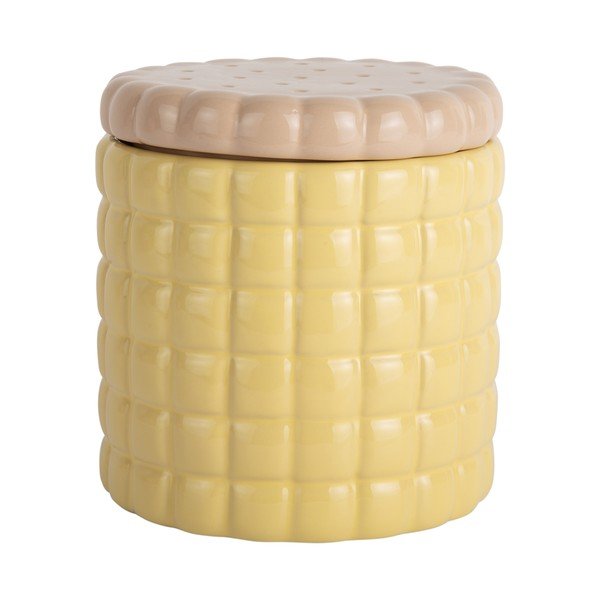 Svetlo rumena dekorativna keramična škatla za shranjevanje ø 14x15 cm Biscuit Box – PT LIVING