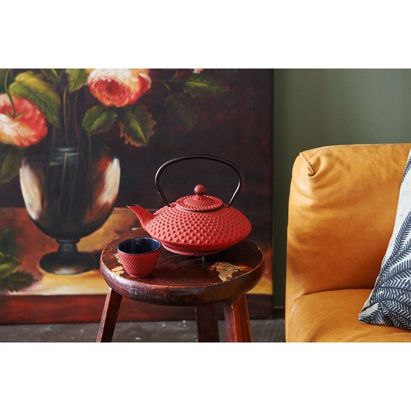 Rdeč litoželezni čajnik s cedilom Bredemeijer Xilin, 1,25 l-image-1