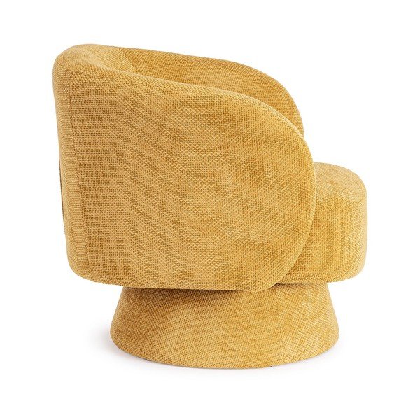 Gorčično rumen vrtljiv fotelj iz šenilje Julienne – Bizzotto-image-3