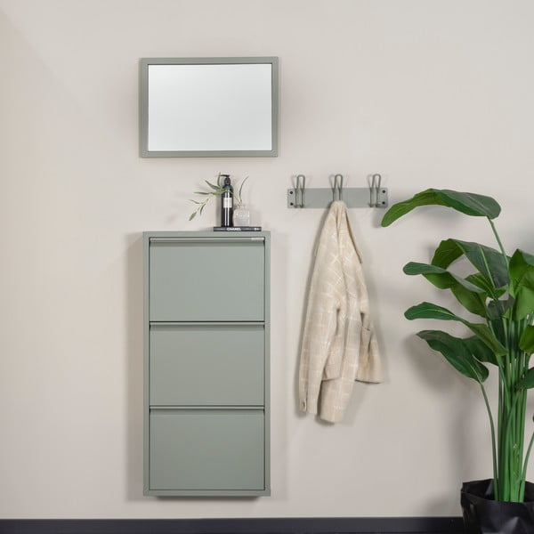 Prašno zelena kovinska preklopna omarica za čevlje 50x103x15 cm Billy – Spinder Design-image-1