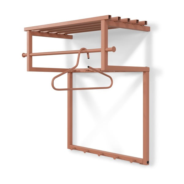 Rožnato-oranžen kovinski stenski obešalnik s polico Rizzoli – Spinder Design