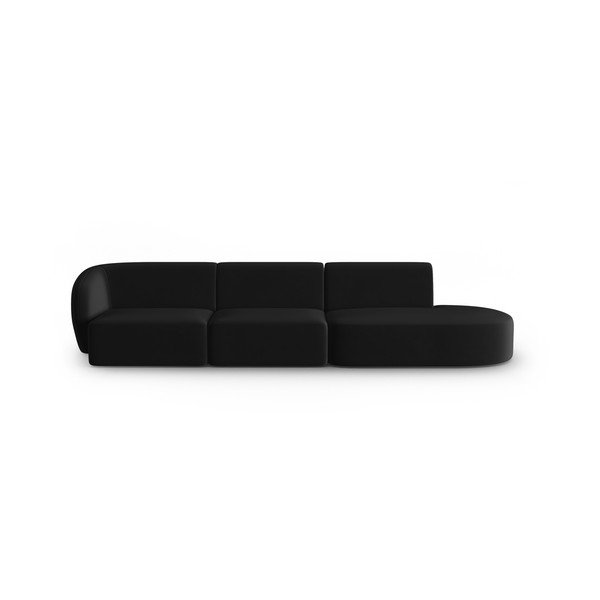 Črna žametna sedežna garnitura levi kot 311 cm Paolo – Milo Casa