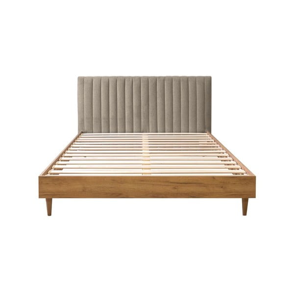 Bež/naravna zakonska postelja z letvenim dnom 160x200 cm Oceane – Bobochic Paris