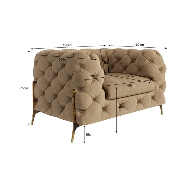 Svetlo rjav žameten fotelj Chelsea Bis – Ropez-image-3