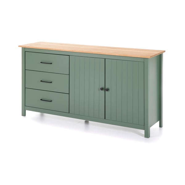 Zelena nizka komoda iz masivnega bora 150x80 cm Miranda – Marckeric-image-3