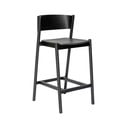 Črn barski stol v hrastovem dekorju (višina sedeža 75 cm) Oblique – Hübsch