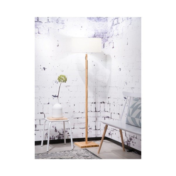 Talna svetilka z belim senčnikom in bambusovo strukturo Good&Mojo Fuji-image-4