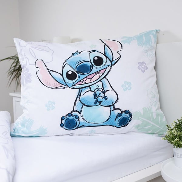 Bela enojna bombažna otroška posteljnina 140x200 cm Lilo and Stitch "Ohana White" – Jerry Fabrics-image-3