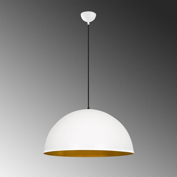 Bela viseča svetilka s kovinskim senčilom ø 60 cm Sivani – Opviq lights-image-3
