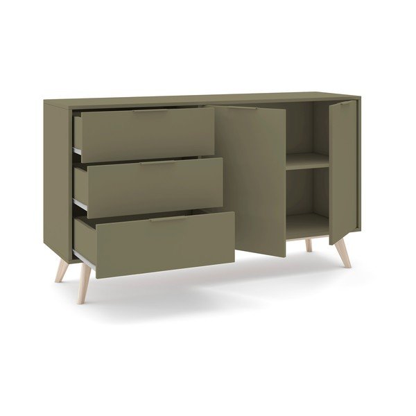 Zelena komoda v mat dekorju 140x81x40 cm Campus – Marckeric-image-3