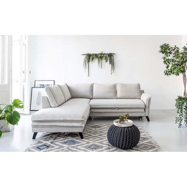 Svetlo bež raztegljiva raztegljiva sedežna garnitura Miuform Charming Charlie L, levi kot-image-1