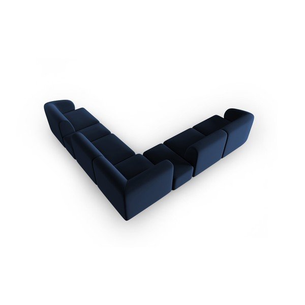 Modra žametna kotna sedežna garnitura Paolo – Milo Casa-image-3