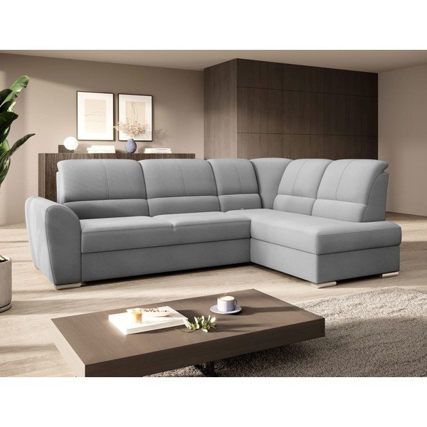 Siva žametna raztegljiva/s prostorom za shranjevanje kotna sedežna garnitura (desni kot/v obliki črke L) Siber – ELTAP-image-4