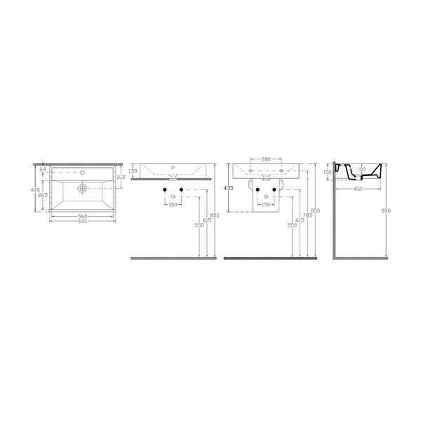 Črn keramičen umivalnik 60x42 cm Sistema – Sapho-image-4