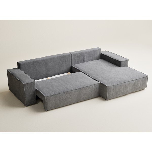 Siva raztegljiva/s prostorom za shranjevanje kotna sedežna garnitura iz šenilje (desni kot/z ležalnikom) Maze – Maison de Rêve-image-3