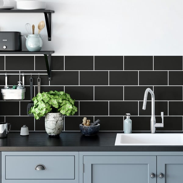 Komplet nalepk za ploščice 30 kosov 20x10 cm Subway Tiles Black - Ambiance-image-1
