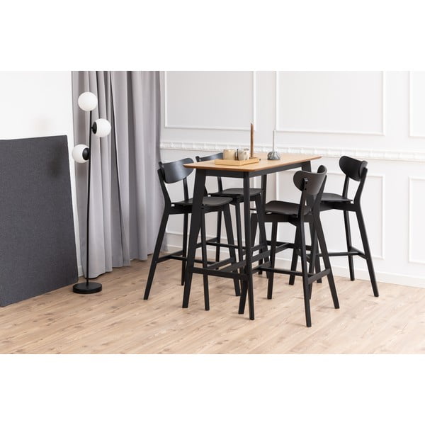 Črni barski stoli iz masivnega kavčukovca v kompletu 2 ks 105 cm Roxby – Actona-image-2