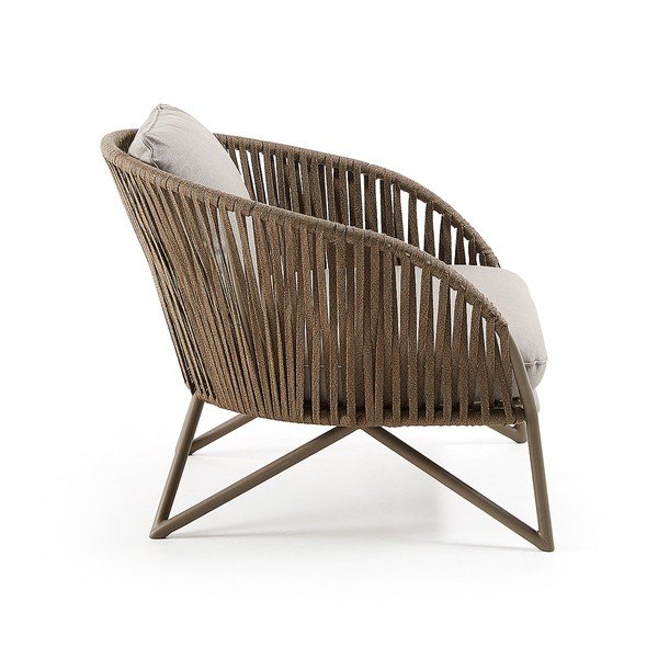 Svetlo siv/rjav kovinski vrtni fotelj Branzie – Kave Home-image-2