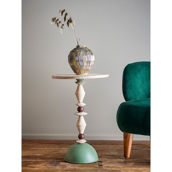 Okrogla stranska mizica iz masivne jelke ø 40 cm Mannelli – Bloomingville-image-1